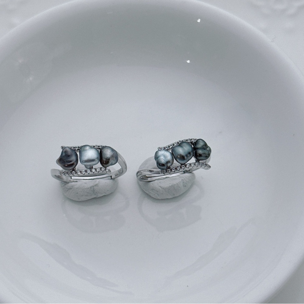 R36 S925 Tahitian Keshi Sea Pearl Adjustable Ring